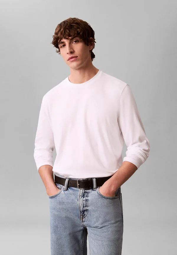 Футболка с длинными рукавами из однотонной ткани «интерлок» Calvin Klein, Bright White