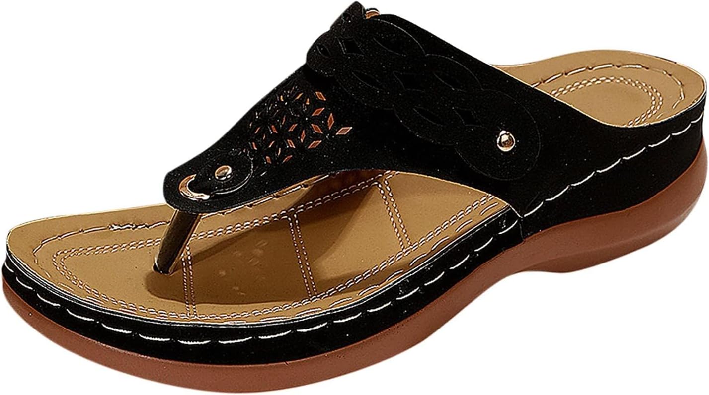 

Ортопедические сандалии ZWRXW для женщин с поддержкой свода стопы, модные ортопедические шлепанцы, сандалии для йоги, удобные для ходьбы, бохо-шлепанцы, легкие обувь для дома и улицы, черный