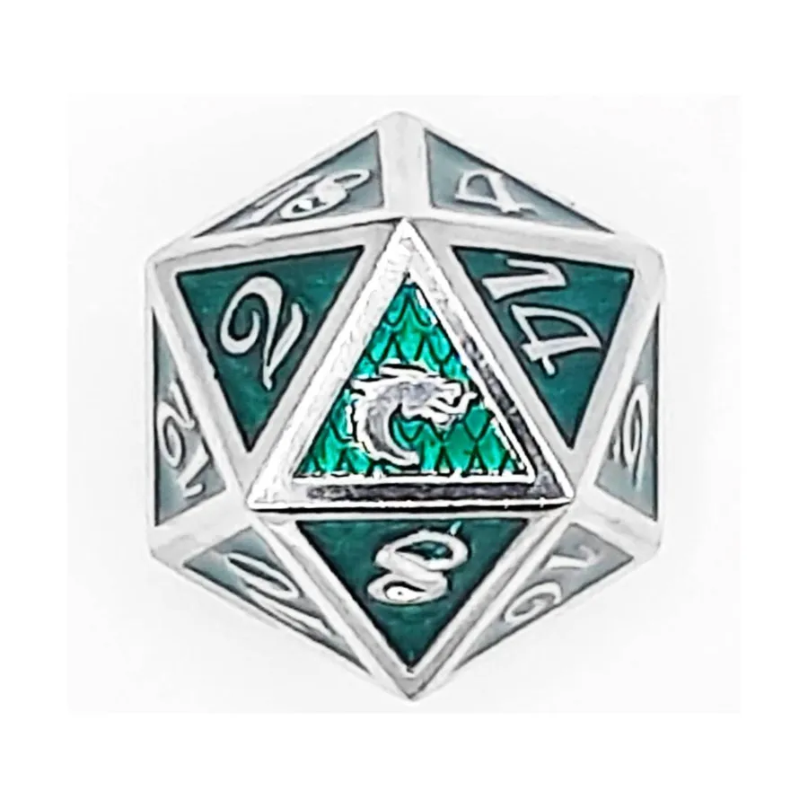 

d20 Чешуя Дракона – зеленая, Metal Dice - Dragon Scale