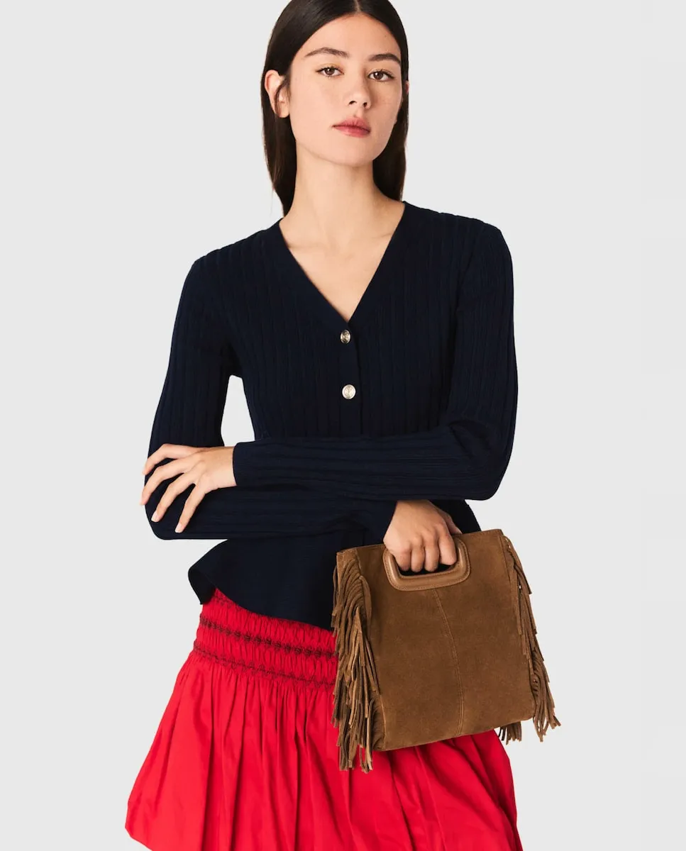 

Женский кардиган с баской на талии Maje, темно-синий