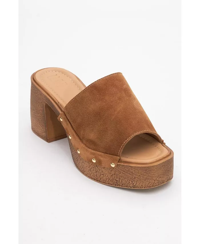 Мюли на платформе из кожи (женские) Forever & Always Shoes, коричневый