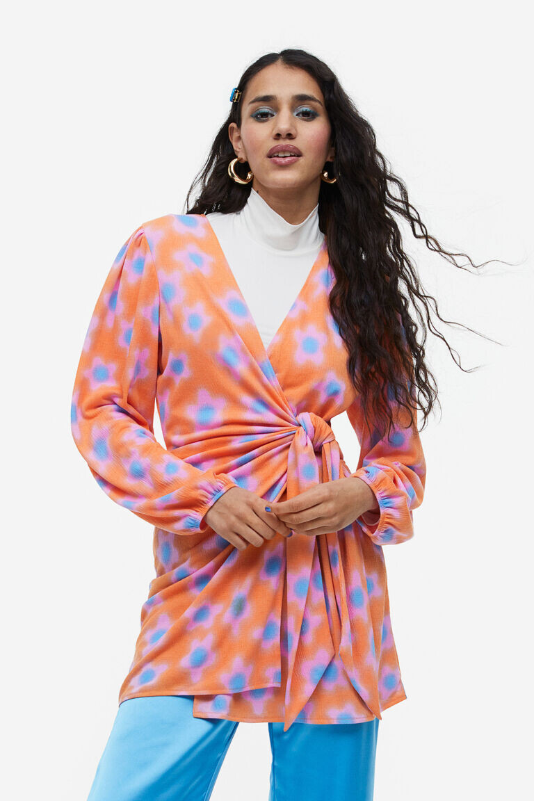 

Платье и объемными рукавами H&M, оранжевый