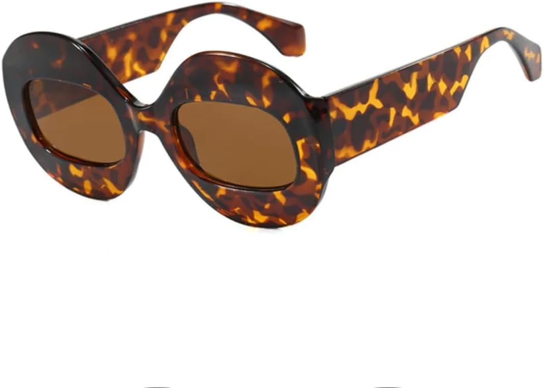 

Модные солнцезащитные очки большого размера в овальной оправе для женщин и мужчин: солнцезащитные очки для вождения и путешествий, ветрозащитные очки с защитой от УФ-излучения UV400 VVTWSSW, Leopard Brown