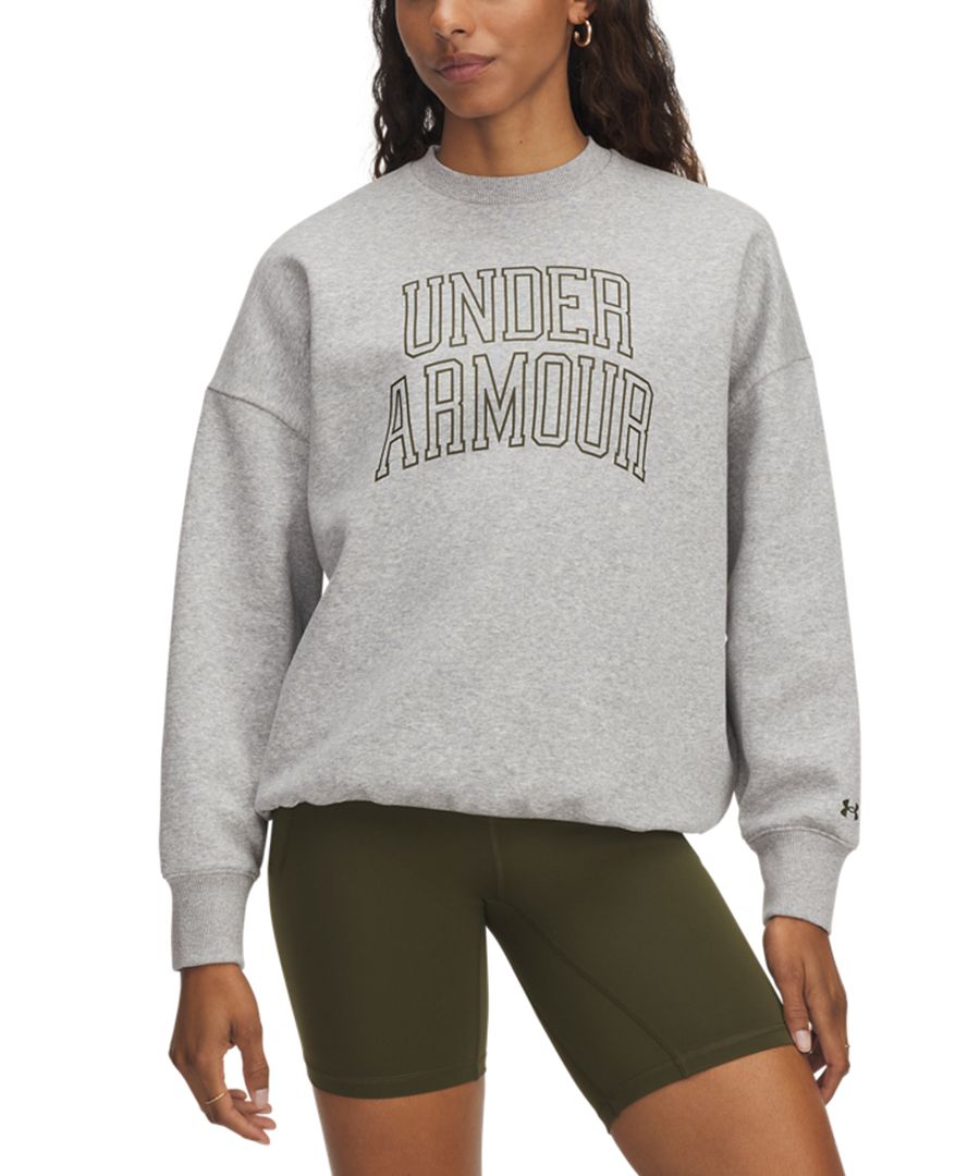 

Женская флисовая толстовка Rival свободного кроя в стиле университетской формы Under Armour, Halo Gray Light Heather / / Expedition Green