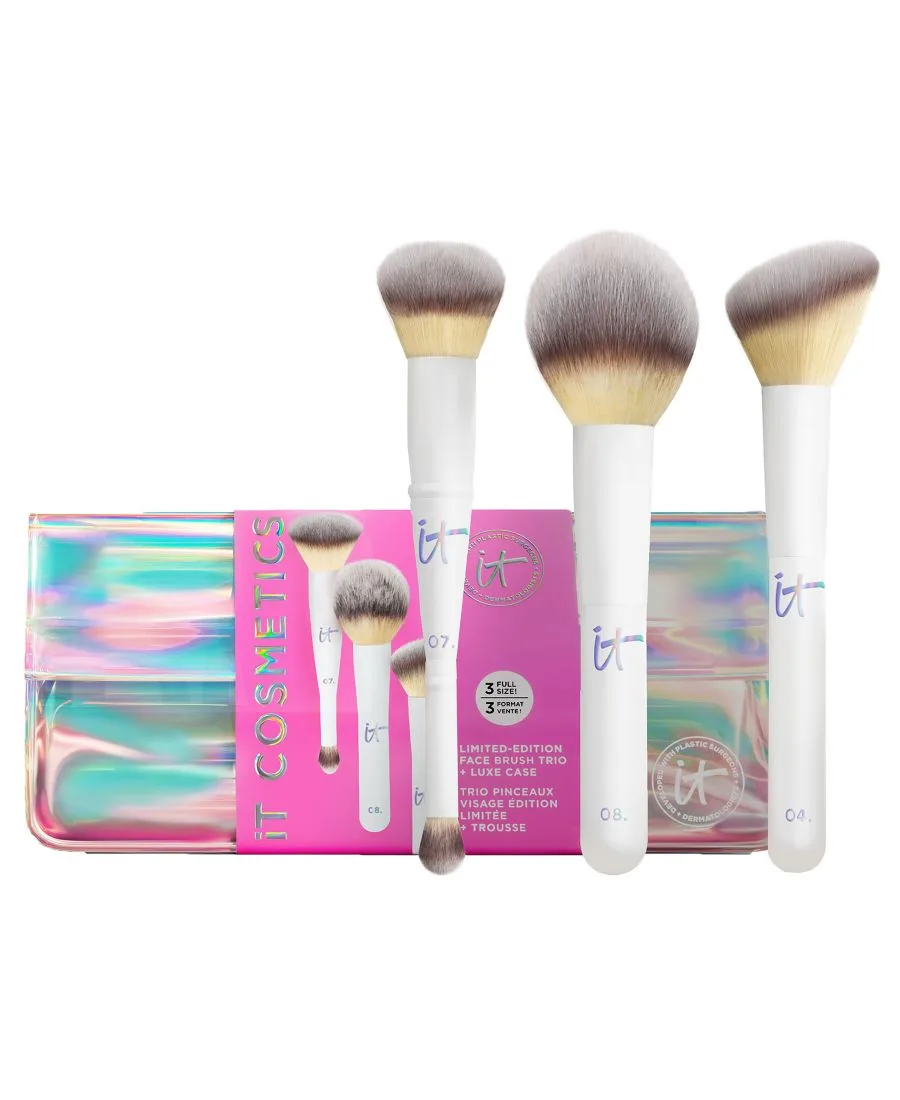 IT Cosmetics Набор из 3 кистей для макияжа «Распакуйте» и косметичку