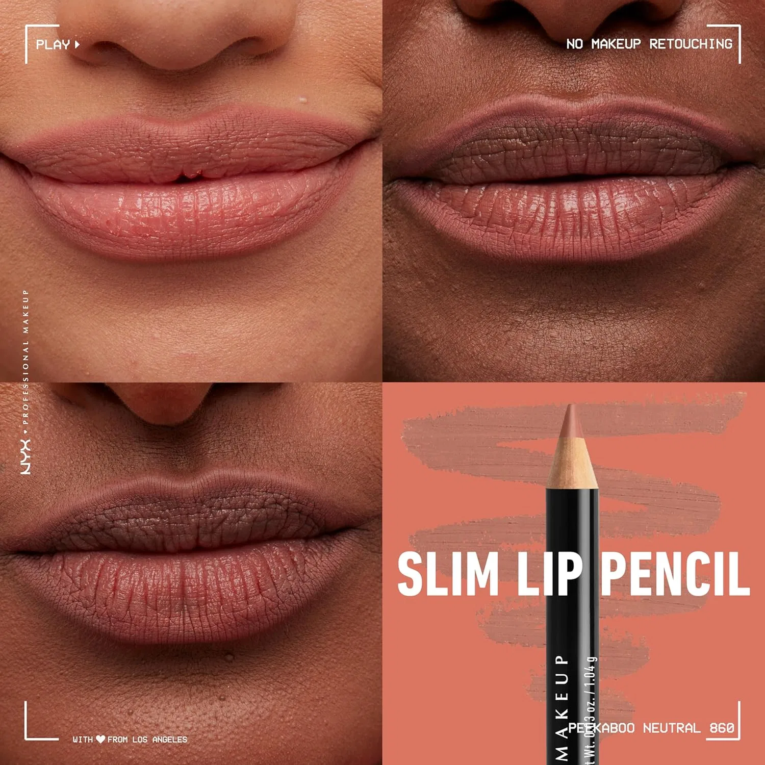 Карандаш для губ NYX Professional Makeup Slim Lip Pencil, набор из 3 шт., оттенки Peakaboo Neutral, Nude Pink, Ever — фото 3