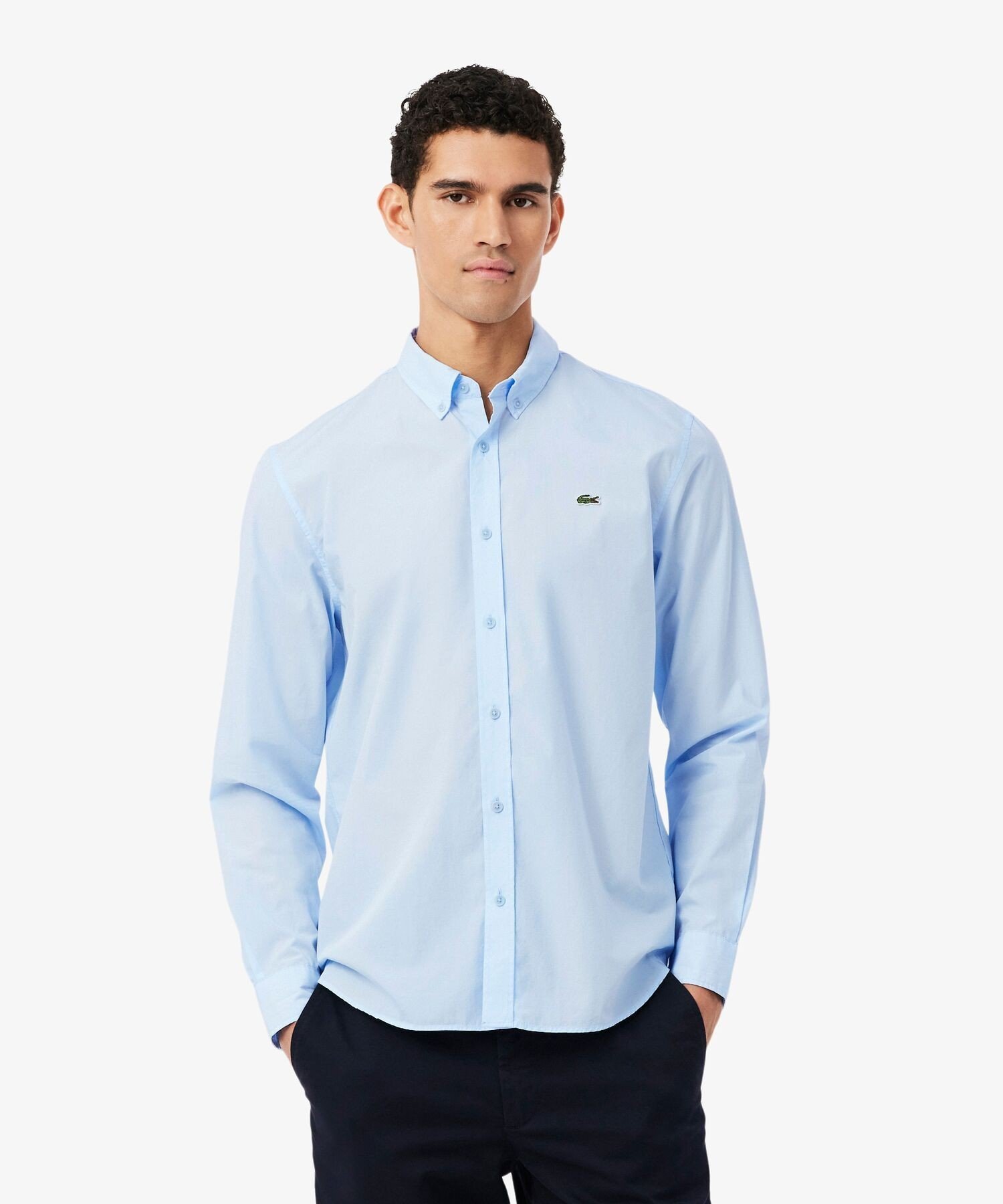 Базовая однотонная рубашка на пуговицах LACOSTE, Light blue
