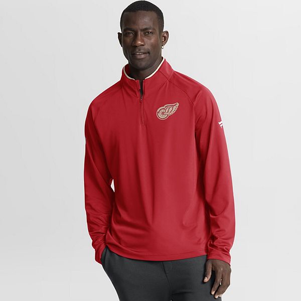 

Мужской красный свитер Detroit Red Wings Authentic Pro Rink Training Centennial с рукавом реглан и молнией на четверть Fanatics