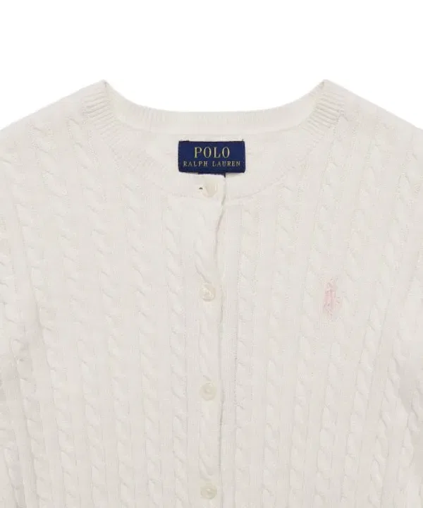 Кардиган из хлопка с кабельным узором, Polo Ralph Lauren Children, айвори — фото 3