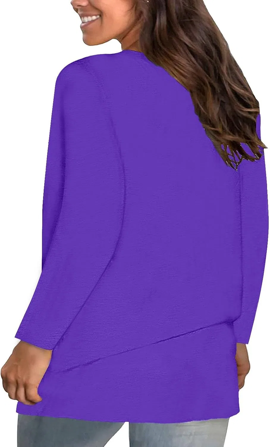 Женская туника с длинным рукавом, модель Solid Color, фиолетовый — фото 2