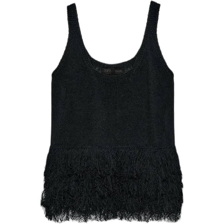 Женский топ без рукавов черный ZARA, Black