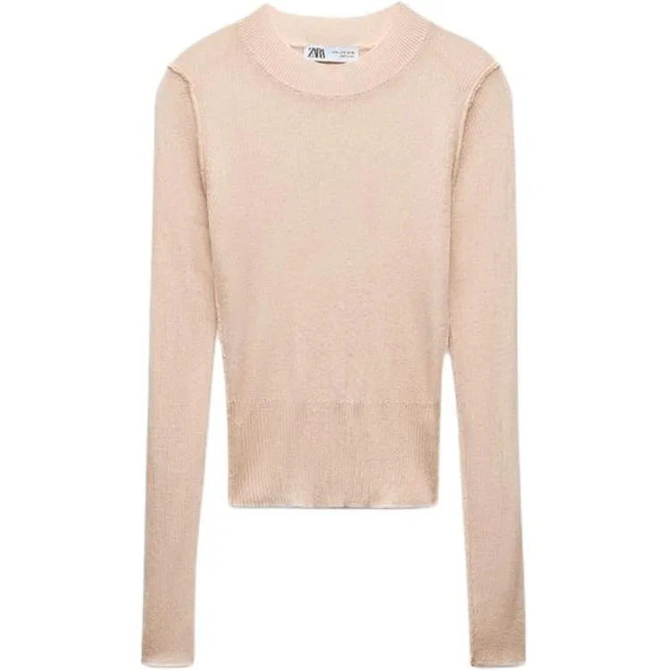 Женский свитер с длинным рукавом x And Wander SS25 Knitwear, ZARA, Light Pink