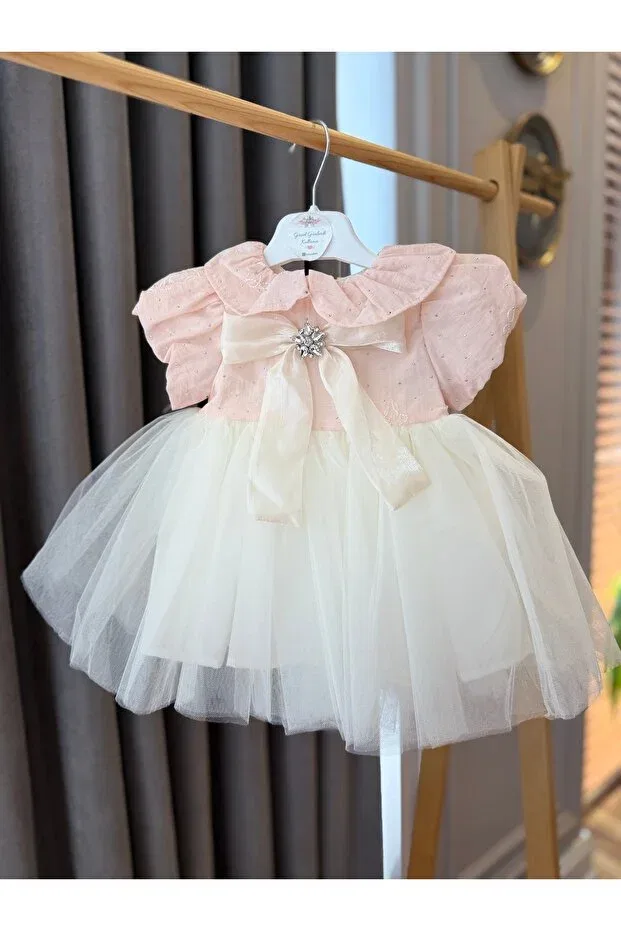 Детское платье для девочек с принтом Babyaden satin bow tulle skirt birthday mevlüt costume Baby Aden, Pink