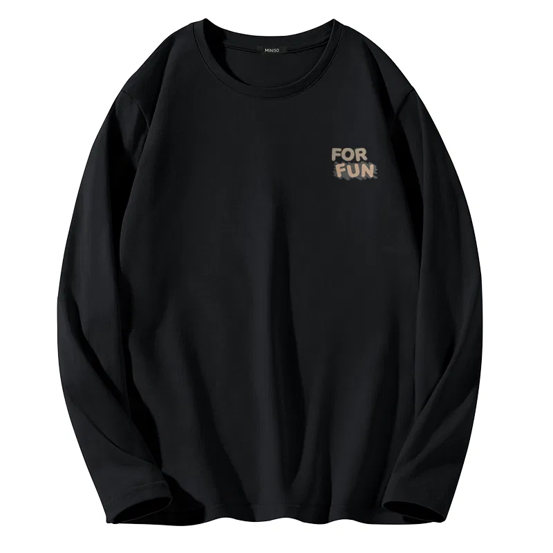 Футболка детская с принтом Hand-Drawn Letter Chest Logo MINISO, Heavyweight 100% Cotton Black