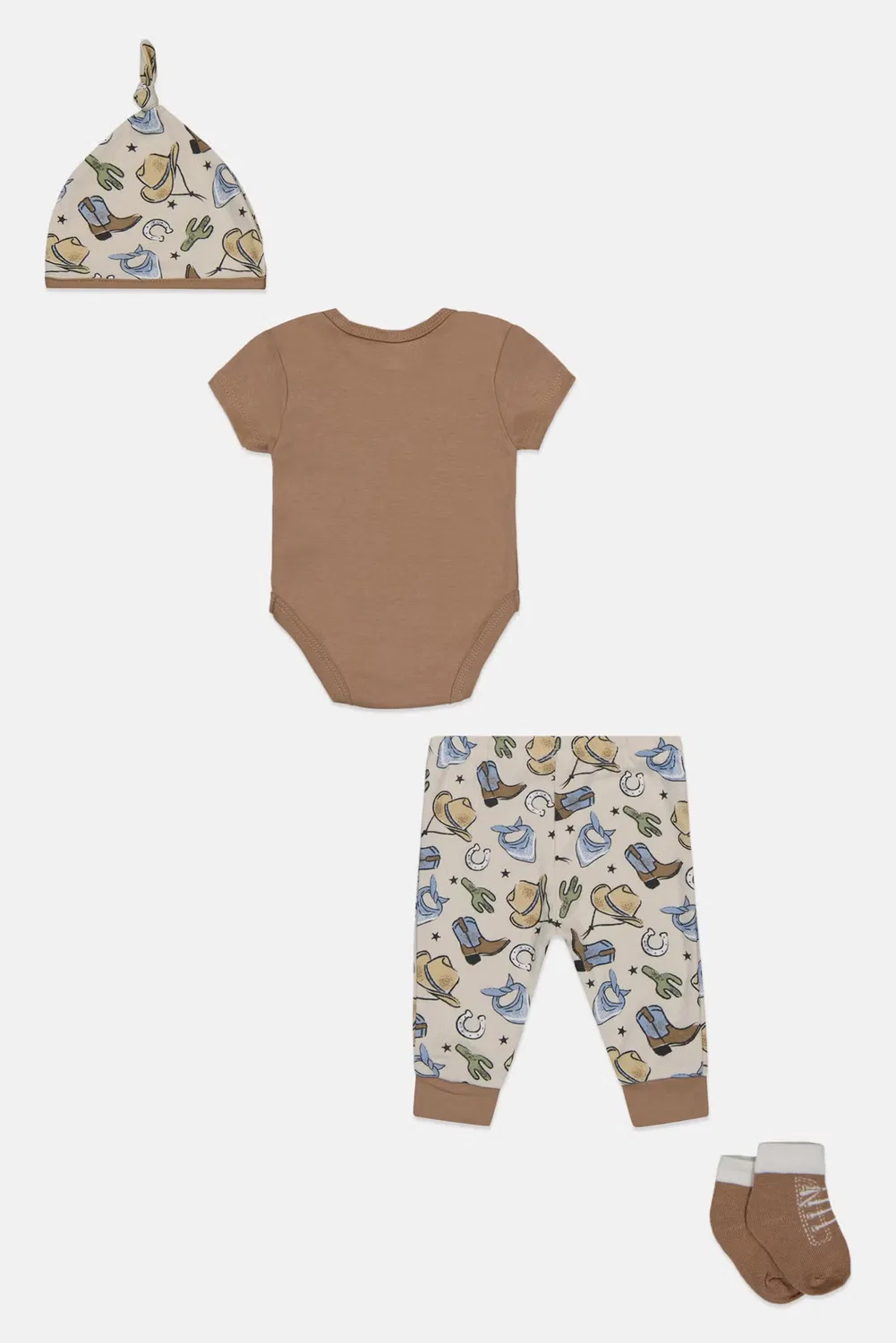 Комплект боди и штанов с шапочкой и носками, вышивка, Baby Essentials, разноцветный — фото 3