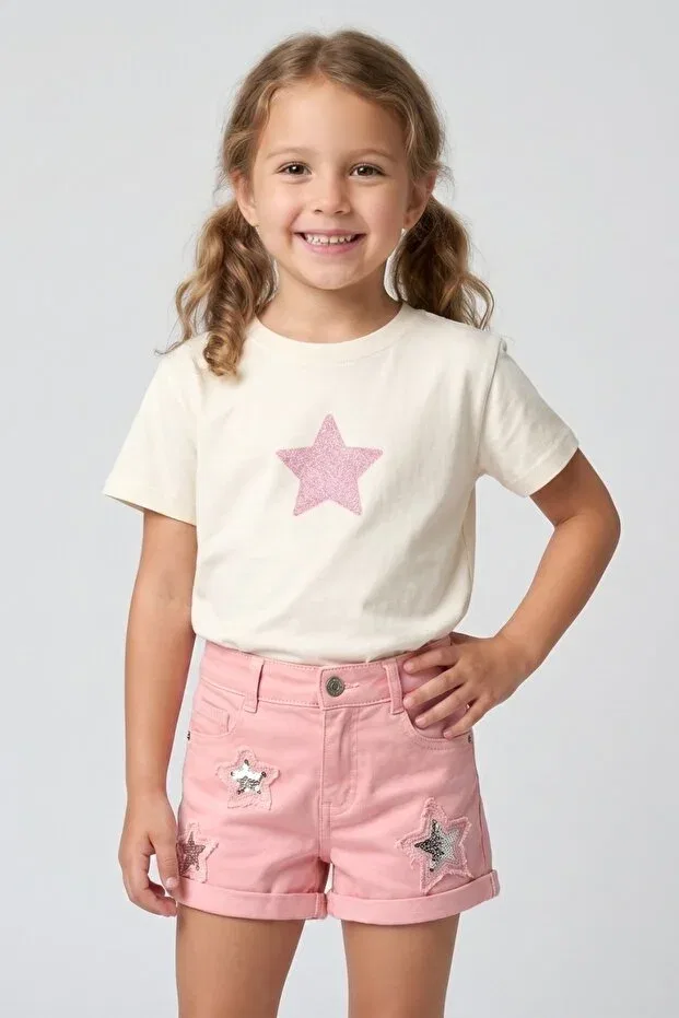 Детские шорты для девочек джинсовые Basics Dmb Boys & Girls, Pink — фото 2