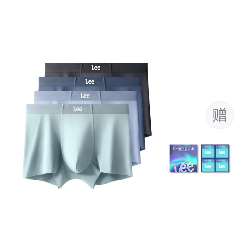 

Трусы мужские Seamless Breathable Antibacterial летние комфортные Boxer Briefs 4 шт подарочный набор Lee, черный/синий/голубой