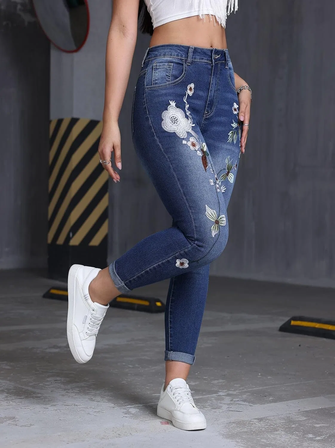 Джинсы с вышивкой, Slim Fit, Blue — фото 2