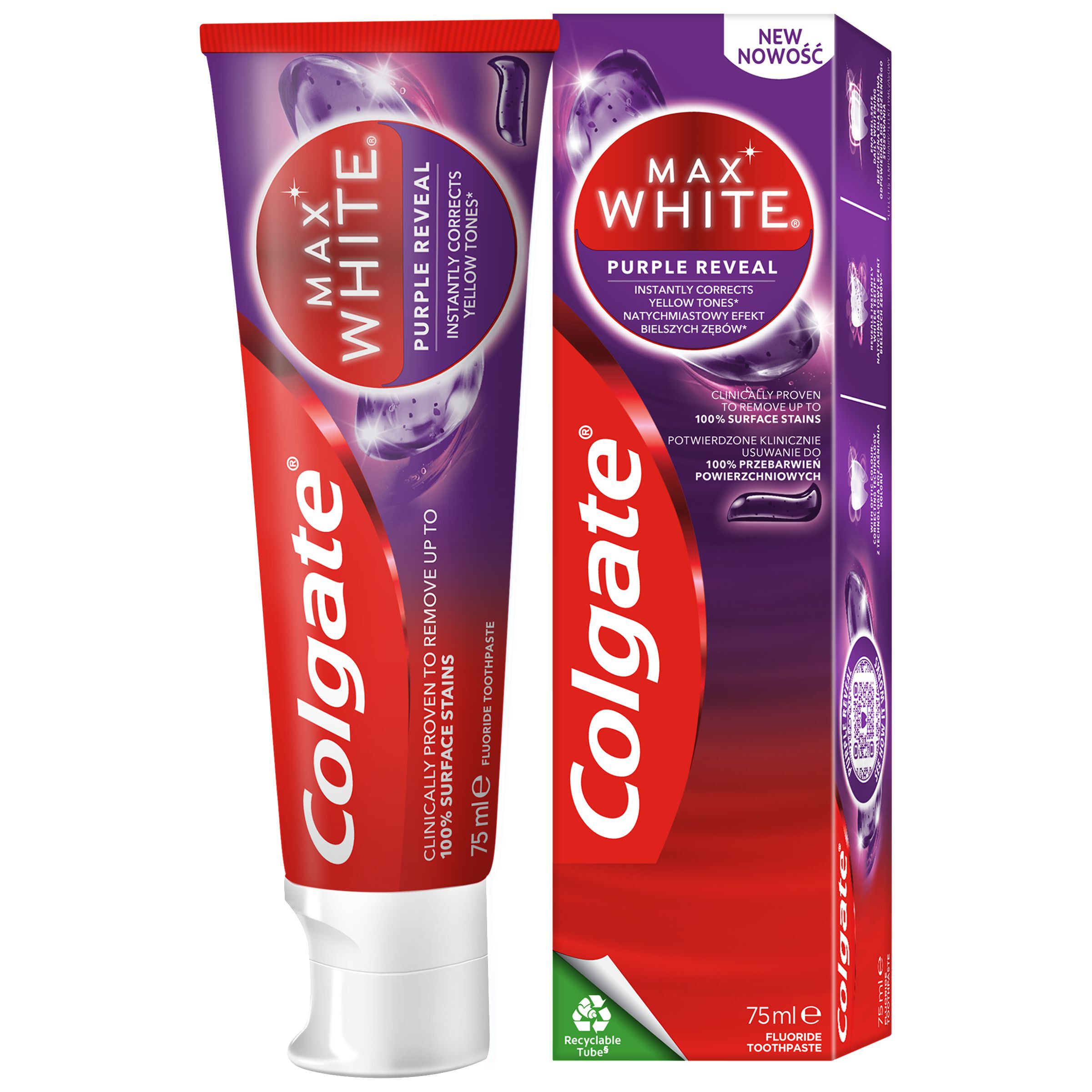 Colgate Max White Purple Reveal зубная паста, 75 мл - фото