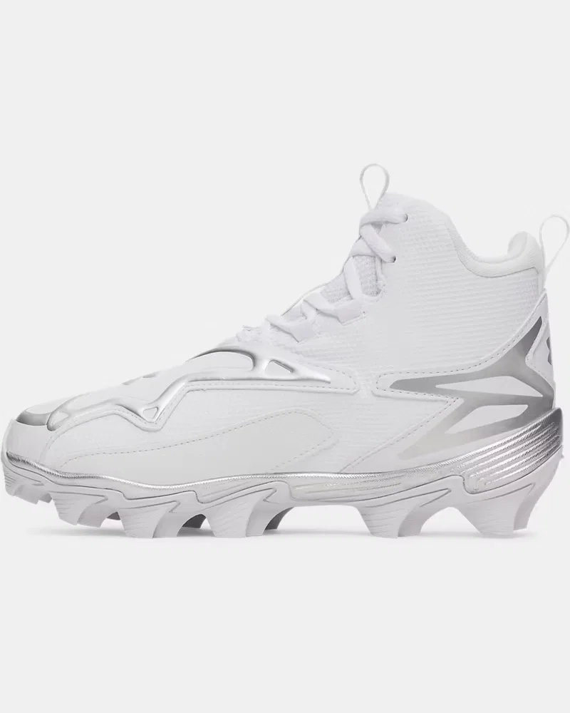 Детские бейсбольные шиповки с амортизацией EVA UA Harper 11 RM Jr. UnderArmour, White/Metallic Silver — фото 2