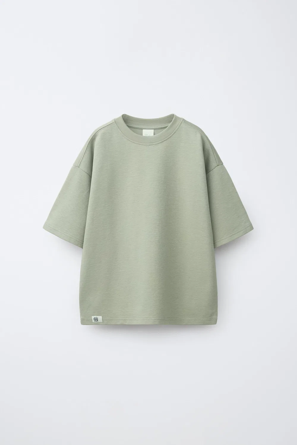 Однотонная футболка из трикотажа ZARA, Taupe Grey