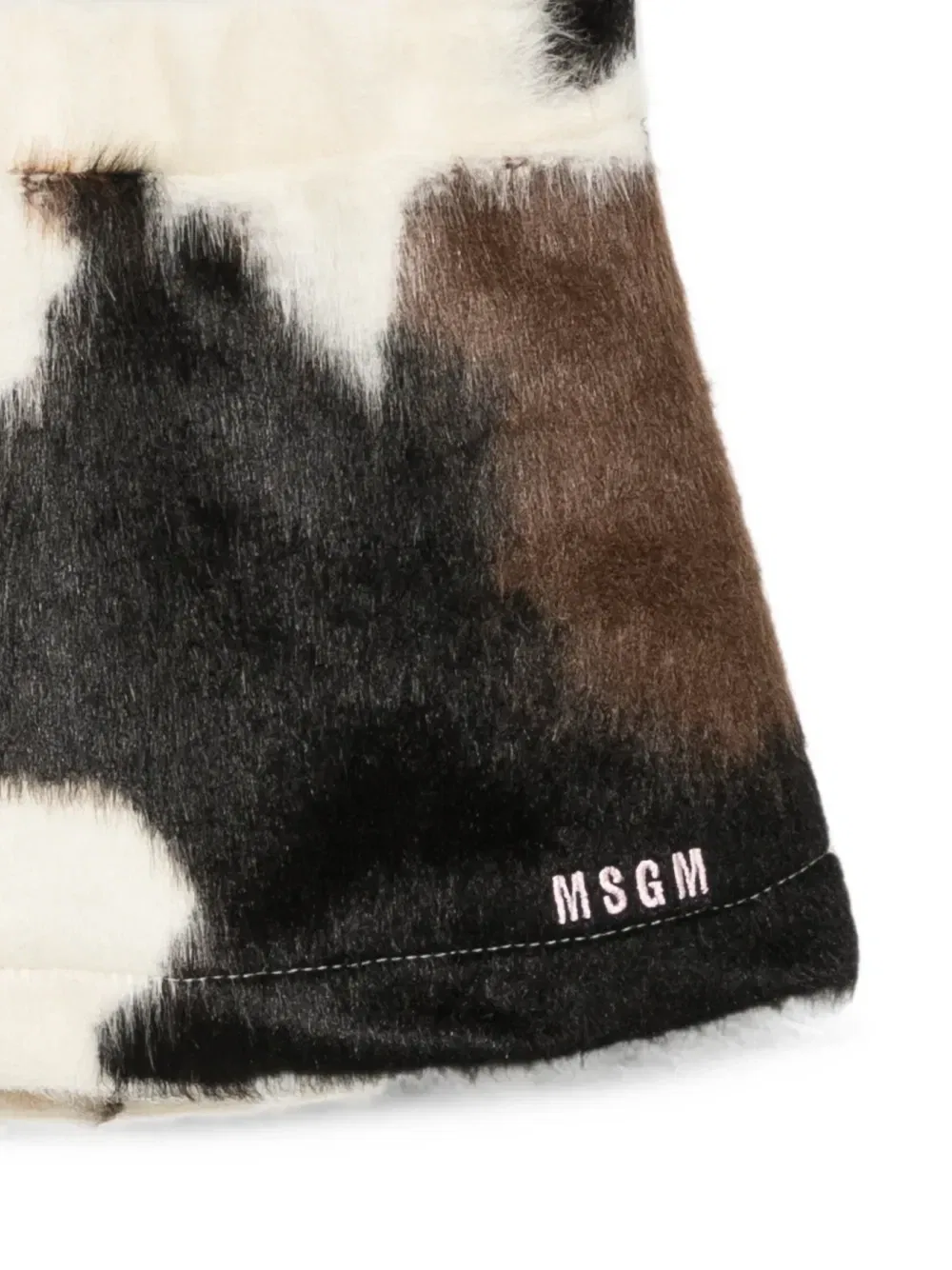 Юбка из искусственного меха с коровьим принтом Msgm Kids, бежевый — фото 3
