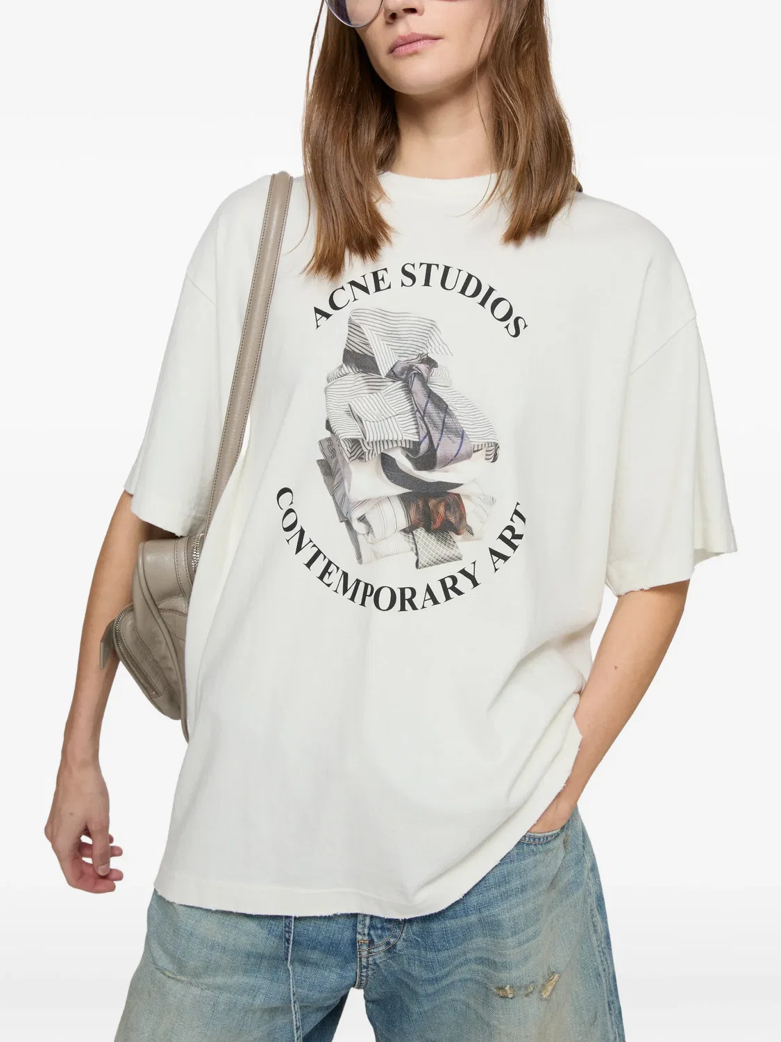 Футболка с принтом Acne Studios, нейтральный — фото 4