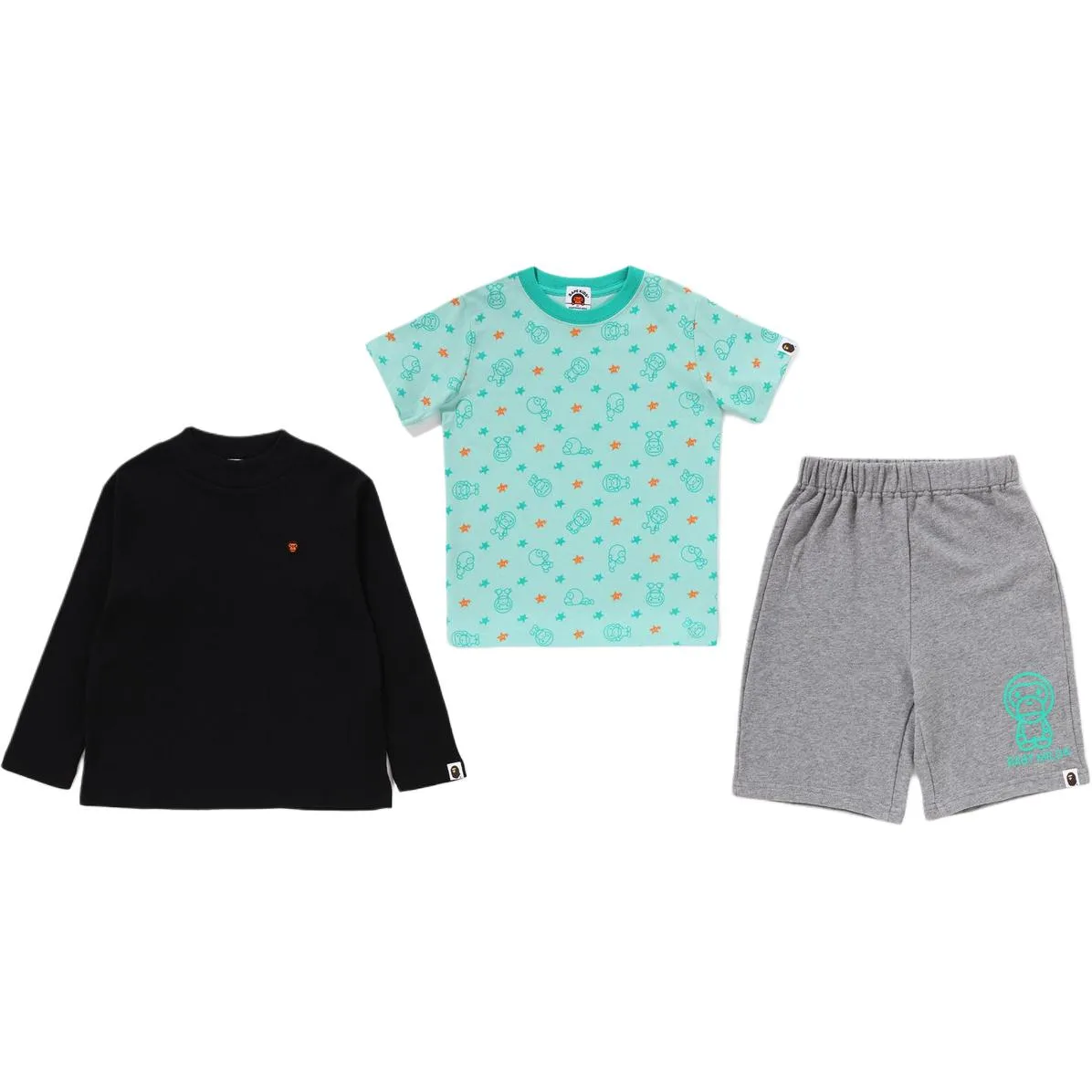 Повседневная спортивная одежда для детей 3-7 лет A BATHING APE, Clothing Sets (White+Black+Khaki) — фото 2
