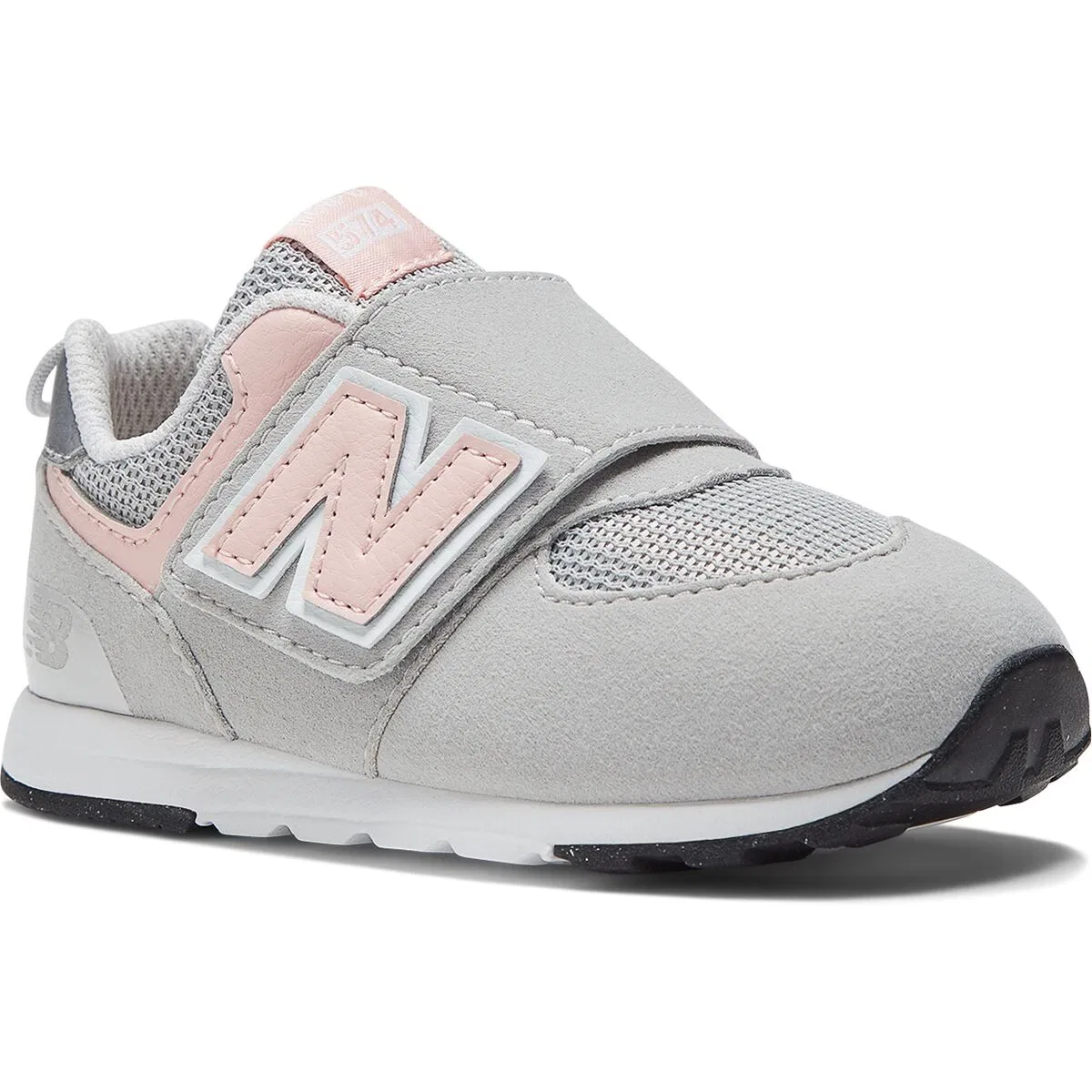 Детские кроссовки для мальчиков на липучке 574 new-b hook & loop shoe New Balance, Rain Cloud/Pink Haze — фото 2