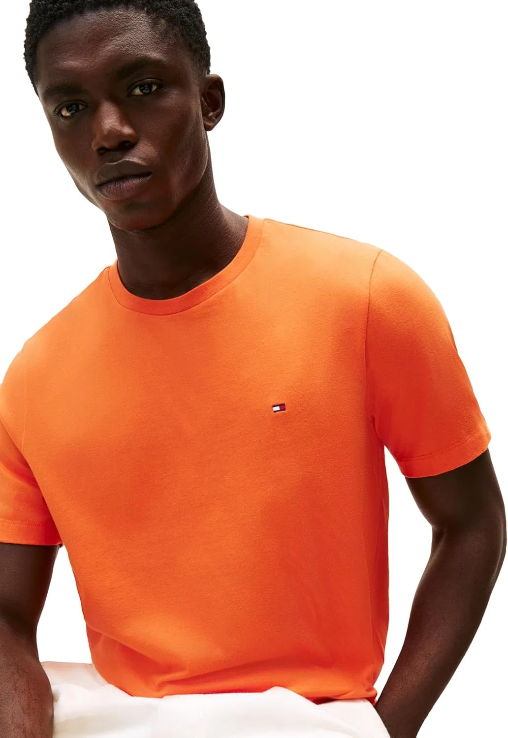 Мужская хлопковая футболка с логотипом Tommy Hilfiger, Brilliant Orange — фото 2