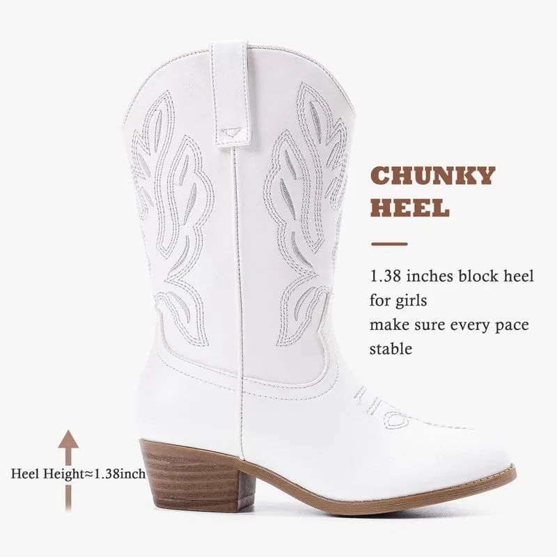Детские сапоги для девочек с принтом Cowgirl Boots LAURMOSA, White — фото 4
