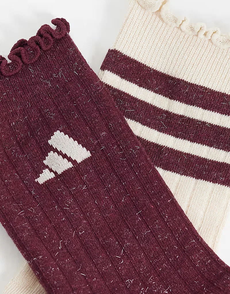 Носки высокие с рюшами 2 шт Adidas Training, бордовый — фото 2