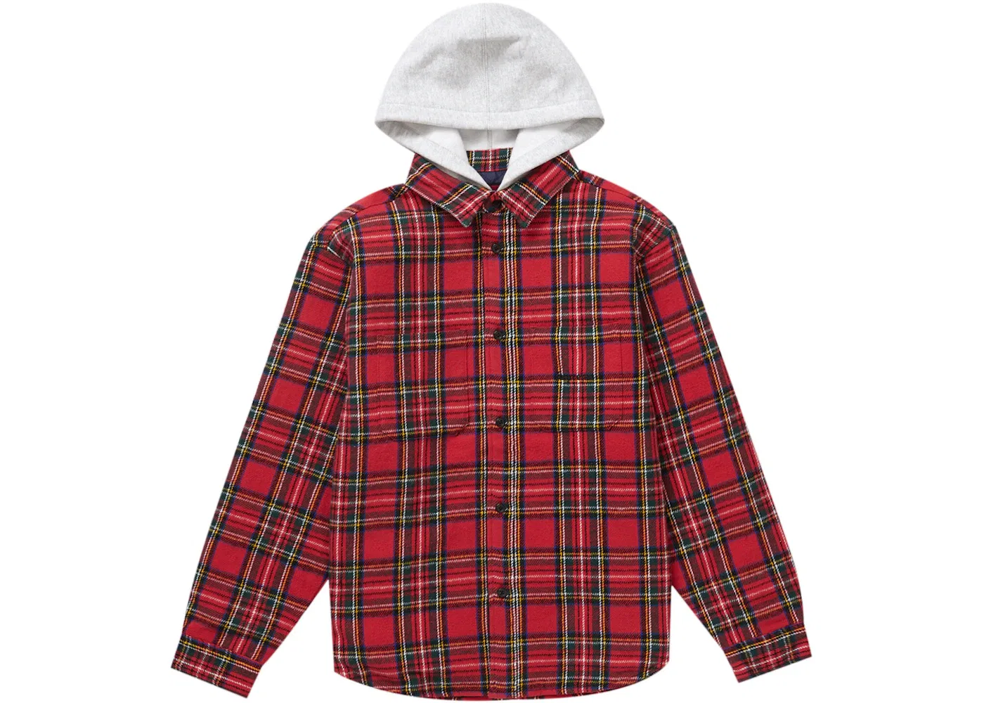 Мужская фланелевая рубашка-худи с капюшоном Supreme Tartan Flannel Hooded Shirt, Red