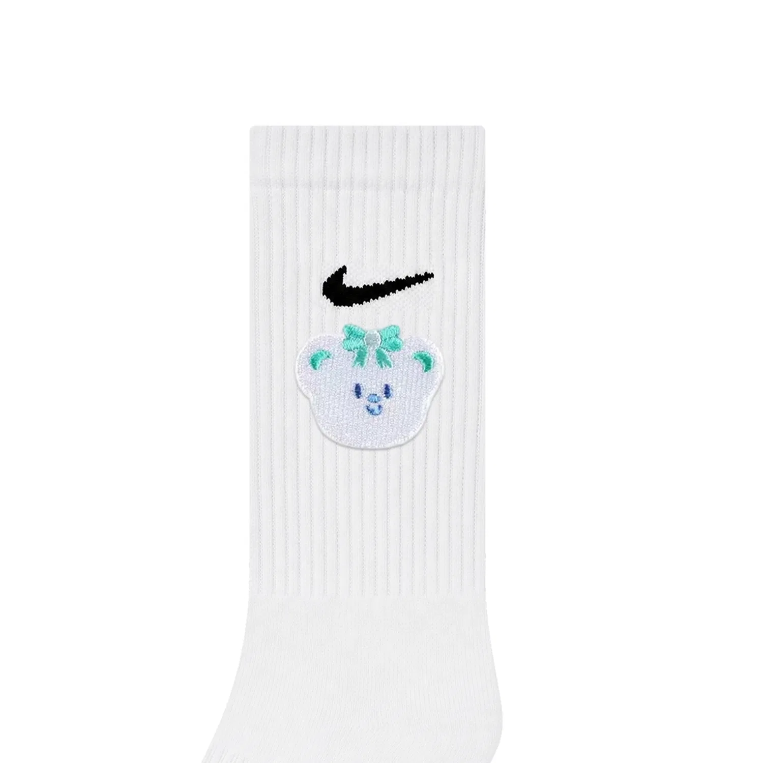 Детские носки с умеренной эластичностью, комплект из 3 пар, Classical Style White, Embroidered-Macaron Tricolor Avatar Bear, Nike — фото 4