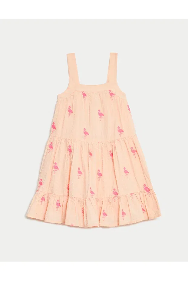 Детское платье для девочек хлопковое с принтом Marks & Spencer, Pink — фото 4
