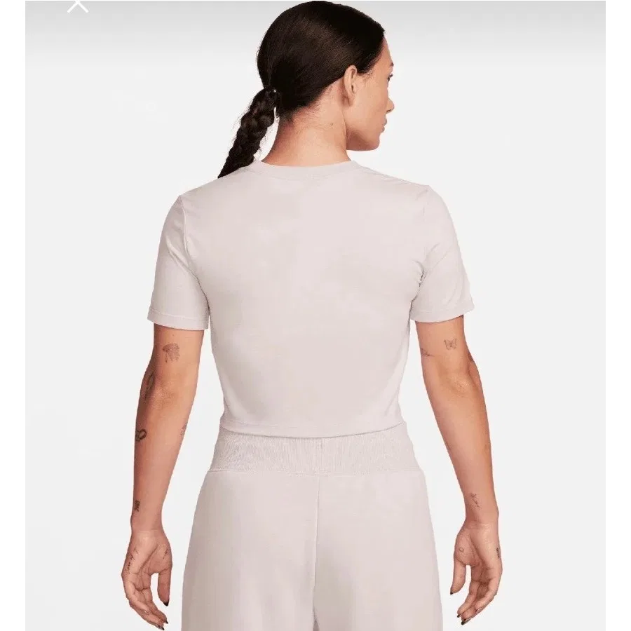 Женская футболка с коротким рукавом Nike Sportswear Essential Slim Cropped, Розовый — фото 3