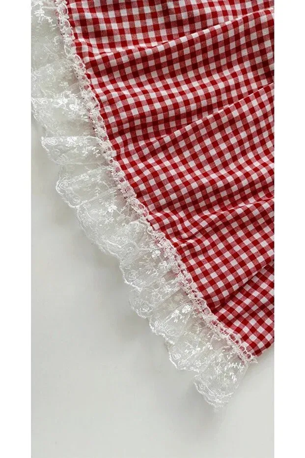 Детское платье для девочек с коротким рукавом Petekıds, Red Gingham — фото 2