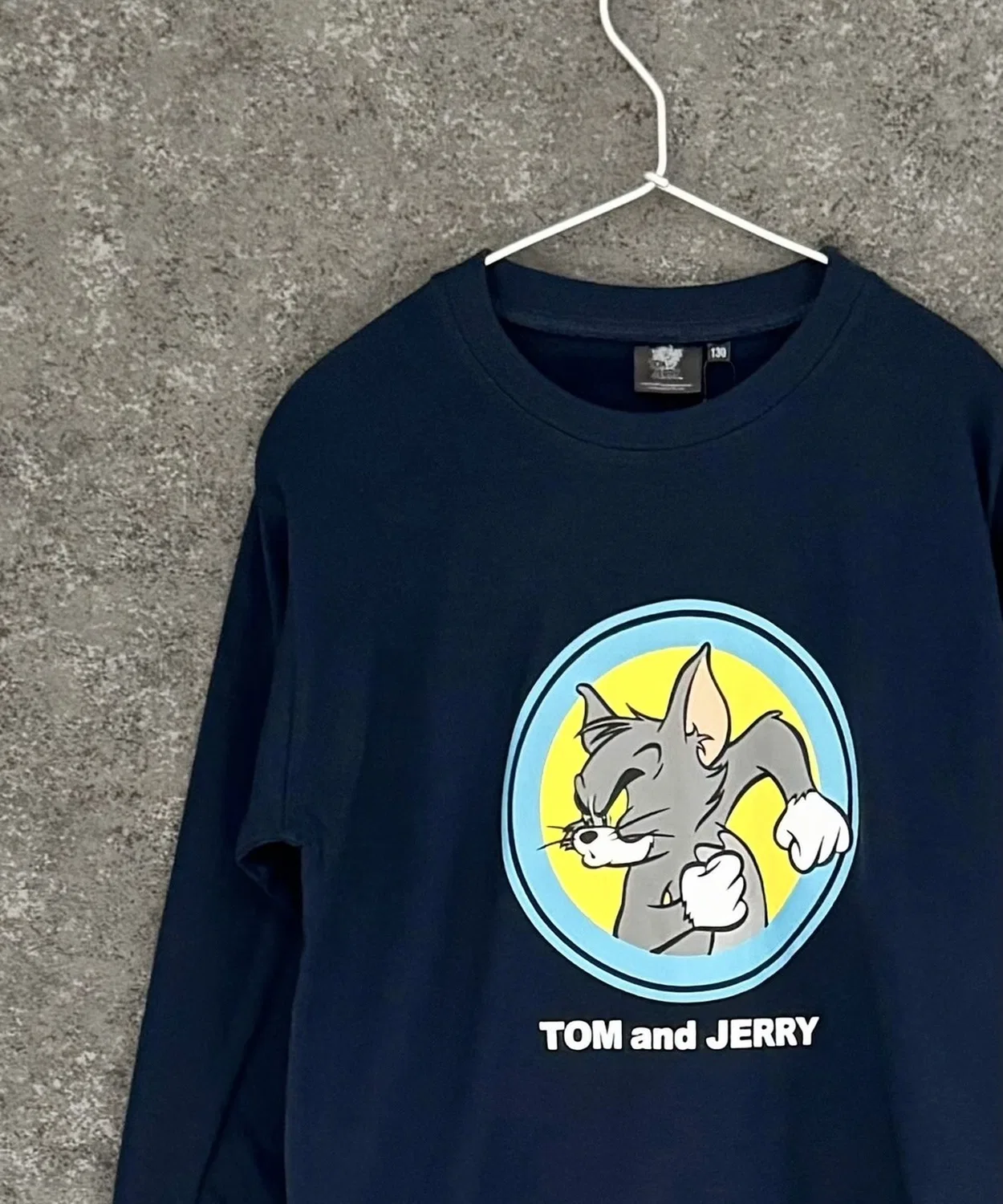 Детский лонгслив оверсайз с принтом Tom and Jerry TOM&JERRY, Navy
