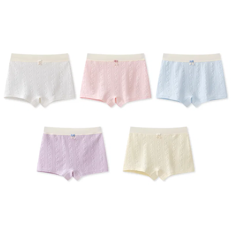 Детские боксеры для девочек хлопковые с принтом Red bean, White+Purple+Blue+Apricot+Pink