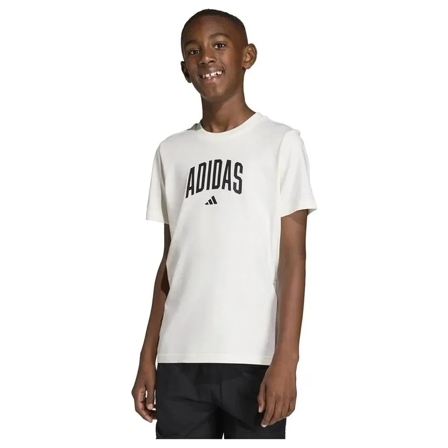 Детская футболка с коротким рукавом adidas J Colleg T, Белый — фото 2