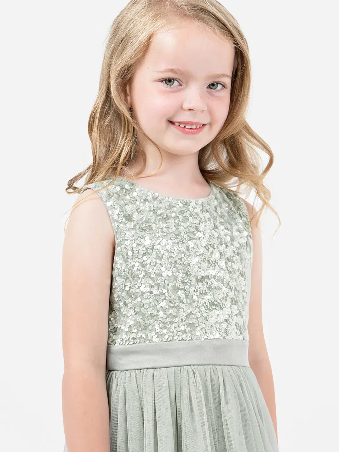 Платье для девочек с украшениями Flower Girl Maya Deluxe, Mint — фото 2