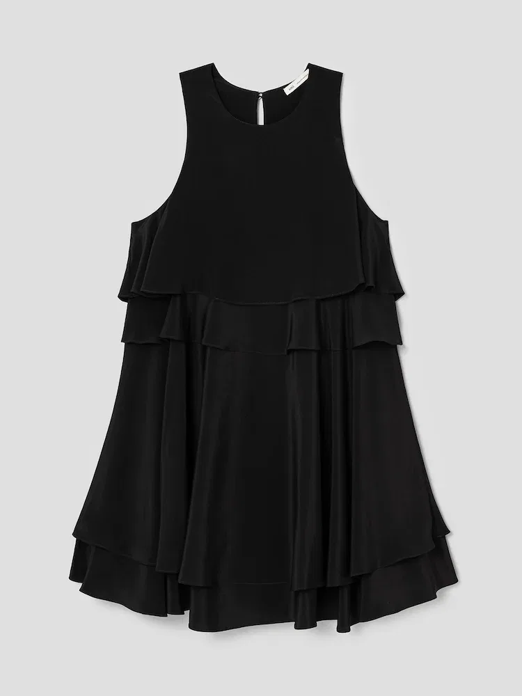Платье мини с рюшами AMI PARIS, Black