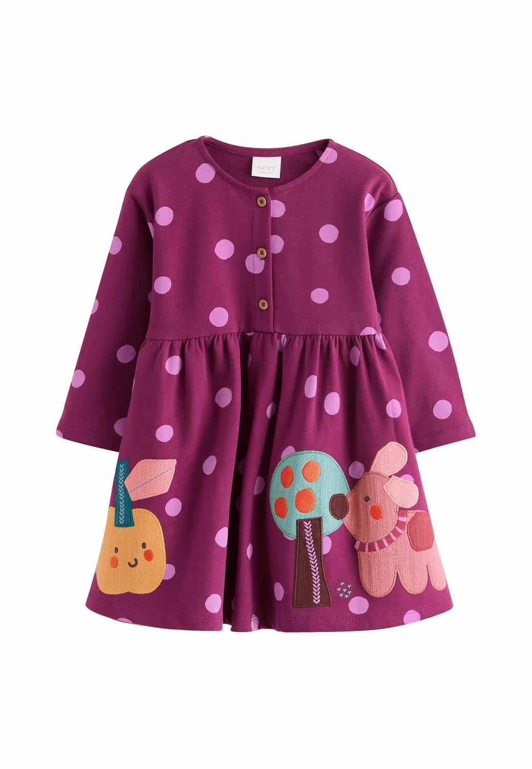 Платье с длинными рукавами - трикотажное платье Next, Berry Pink