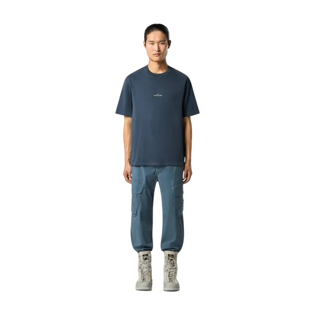 Мужская футболка Stone Island Regular-fit With ‘mud’ Print, серо-синий