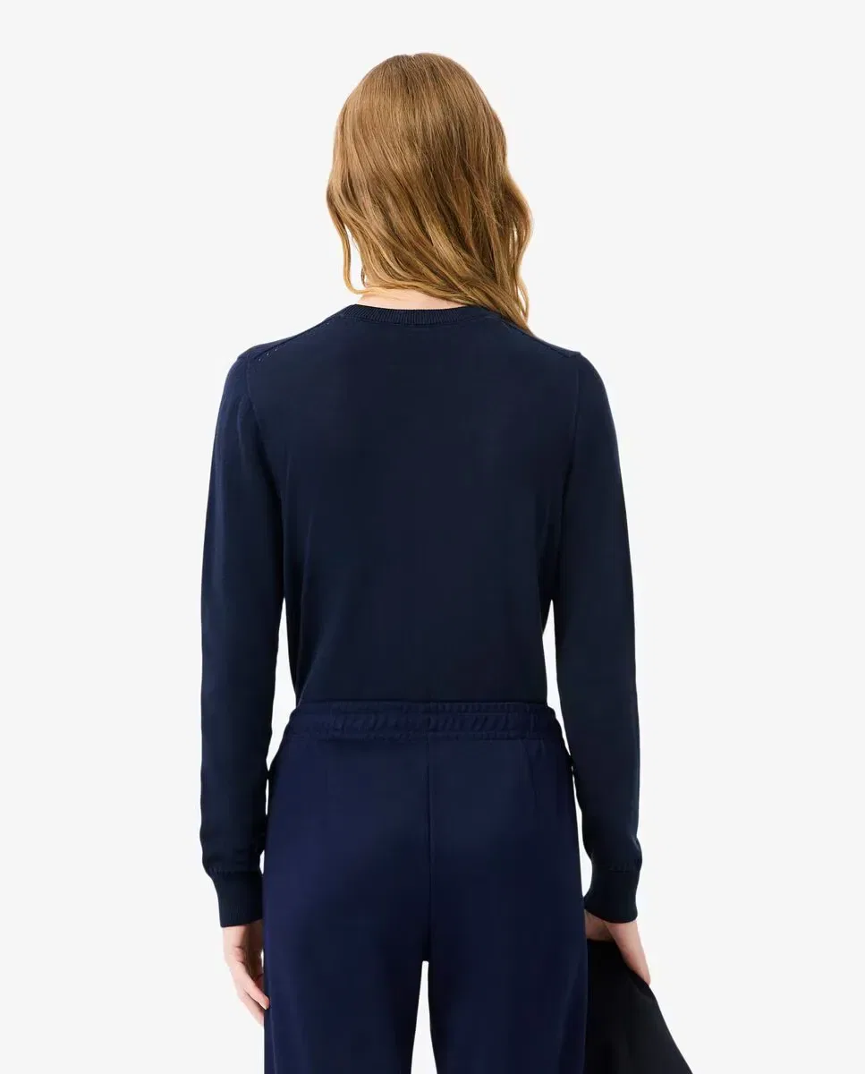 Джемпер Lacoste Azul Marino, 3D-вязание, круглый вырез — фото 2