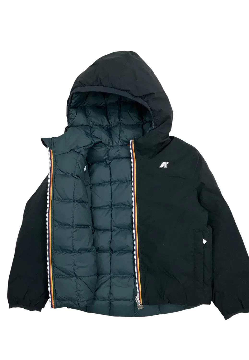 Зимняя куртка P.Jack st thermo double K-Way, Black Pure - Green Dk Jungle — фото 4