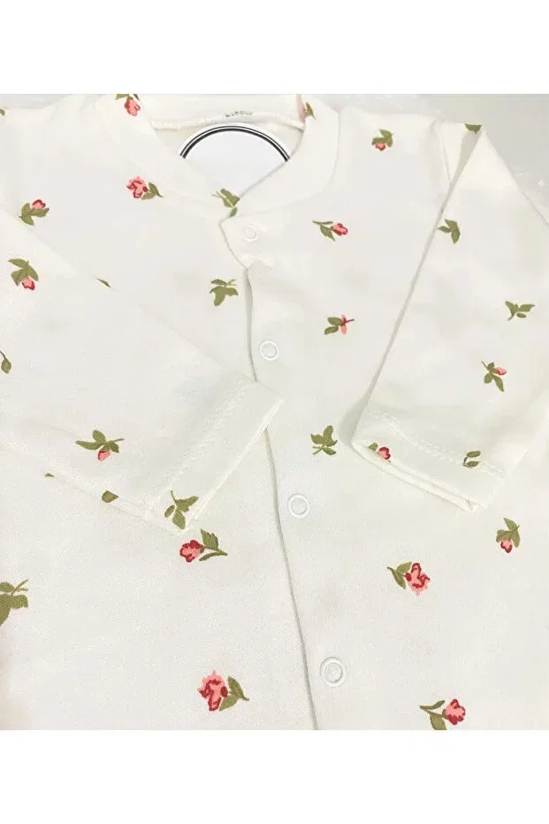 Детский комплект боди-комбинезонов для девочек с принтом Organic baby girl floral print 2-piece romper set newborn clothing 1-3-6 months 2-piece cotton 2-piece chi Generic Brands, Pink — фото 2