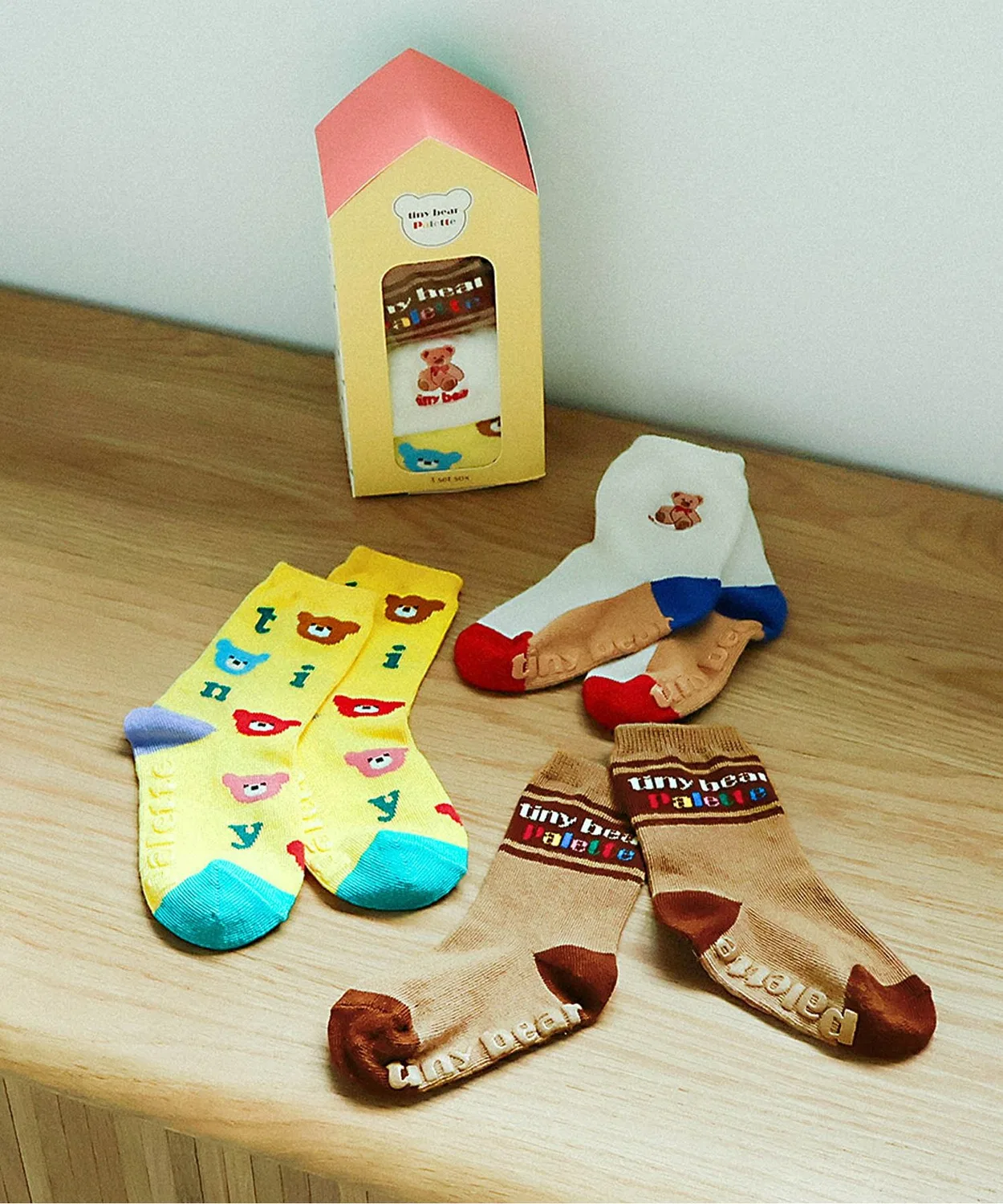Детский набор носков с принтом tiny bear Palette, 3 пары, apres les cours, Разноцветный