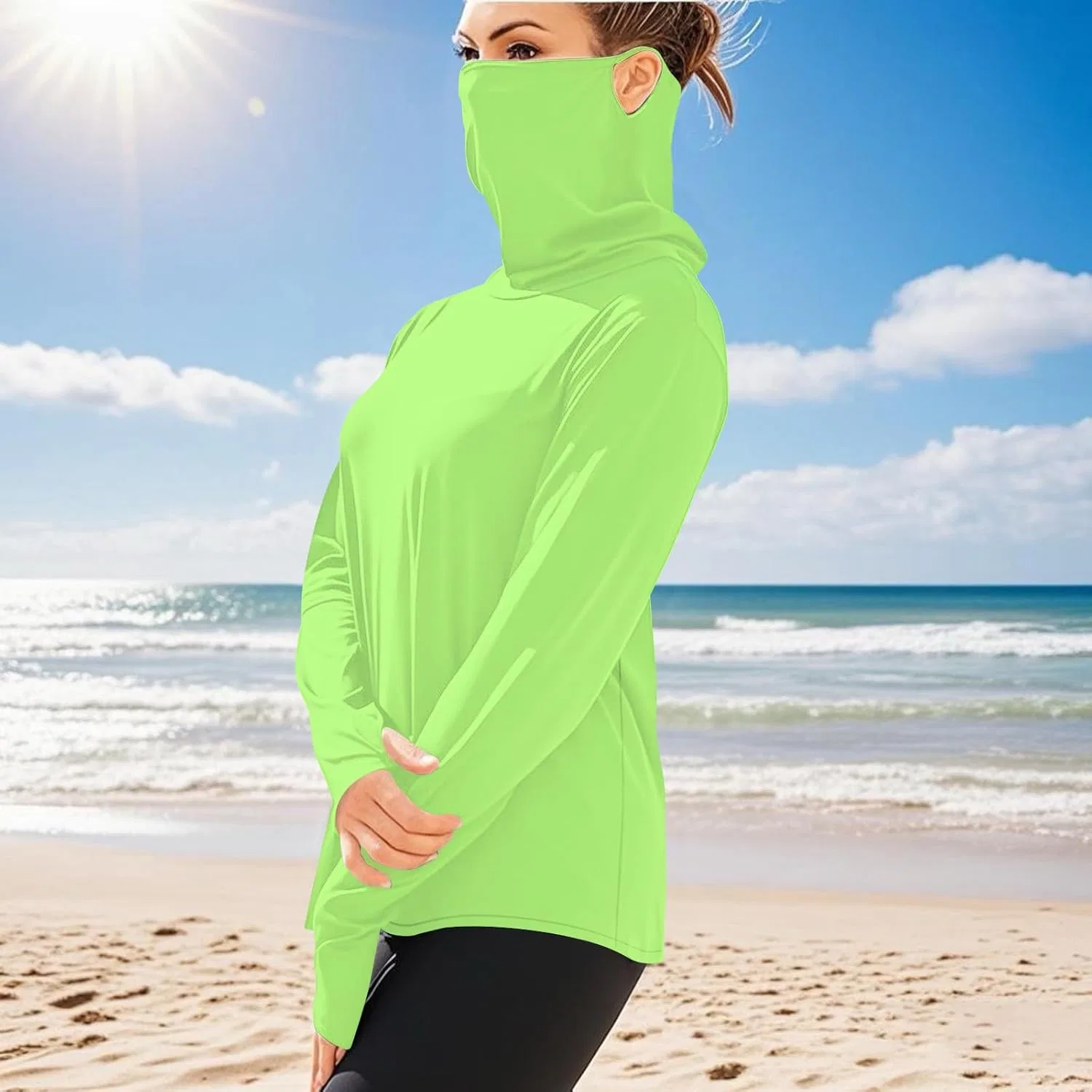 Мужская футболка с длинным рукавом для активного отдыха, UPF 50+, B-mint Green — фото 3
