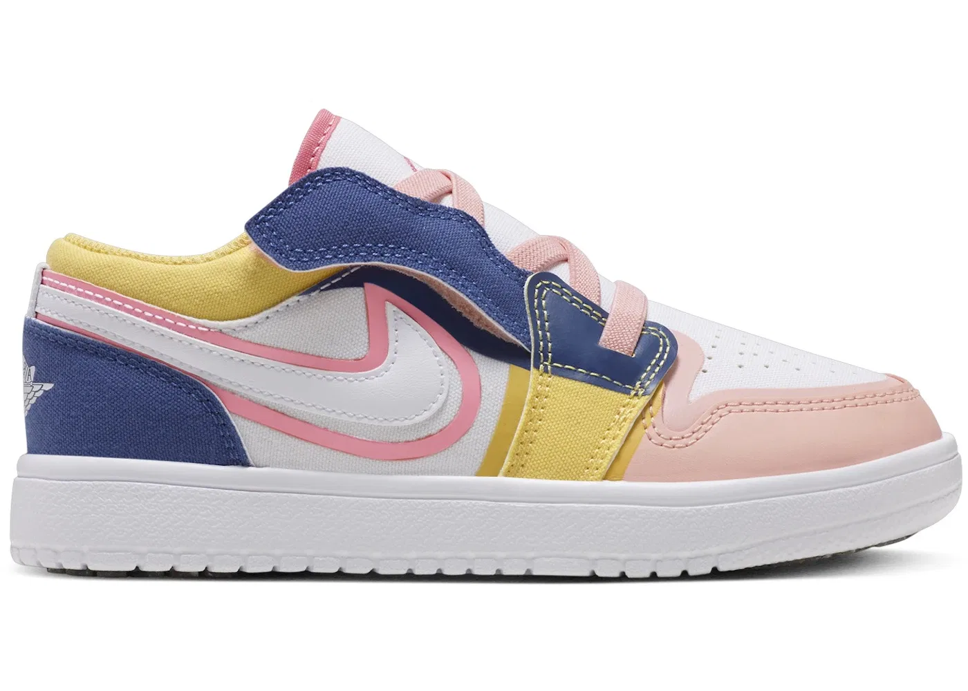 Детские кроссовки с контрастными вставками Jordan 1 Low ALT SE Jordan, White/French Blue/Topaz Gold/Coral Chalk